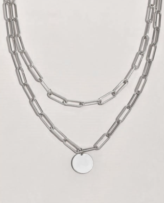 Dikdörtgen Zincir Yuvarlak Pul Charm 