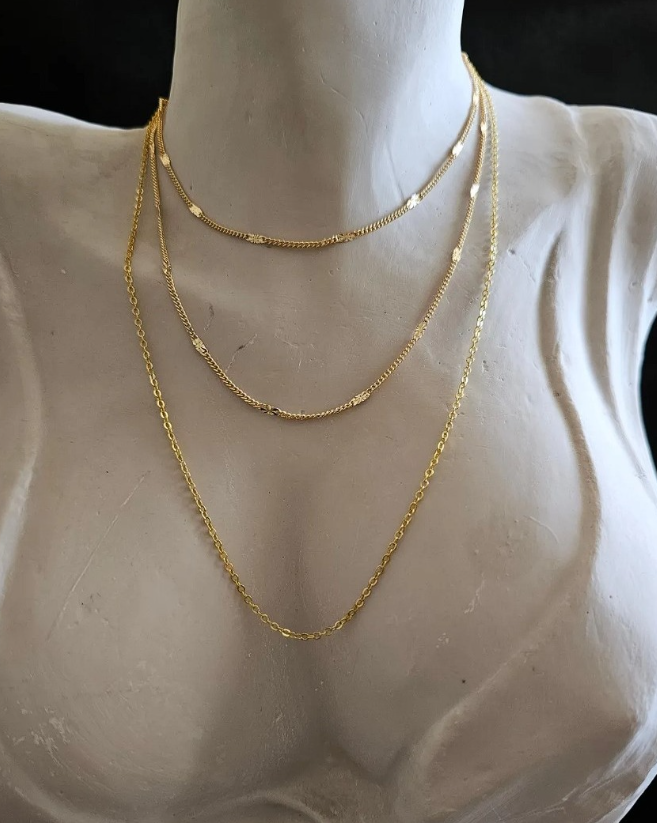3'lü Seri Zincir Kolye Katmanlı Choker Uzun